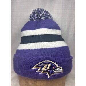 Baltimore Ravens '47 Brand NFL Beanie Pom Knit Hat Winter‎ Purple Stripes